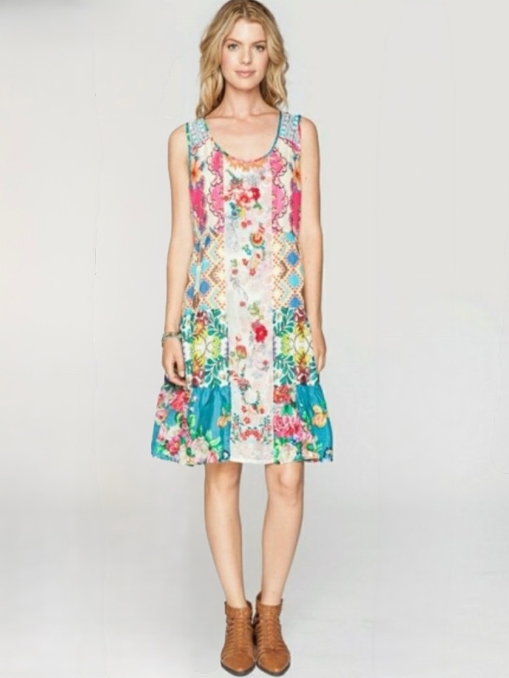 Johnny Was Sunshine Silk Embroidered Floral Dress Size S - Picture 14 of 15